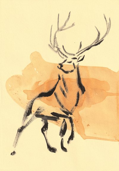 Majestic Stag Watercolor by Santhosh ch