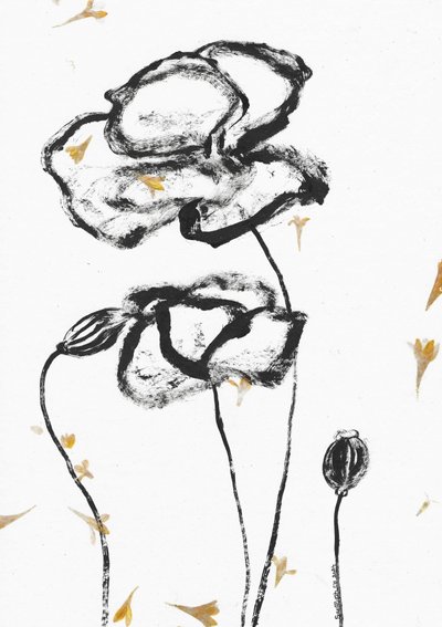 Minimalist Charcoal Poppies by Santhosh ch