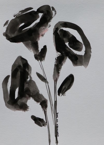 Minimalist Ink Flowers by Santhosh ch