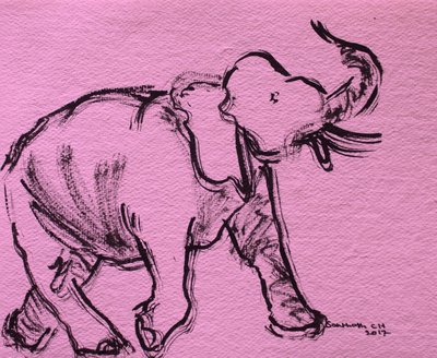 Pink Elephant Sketch by Santhosh ch