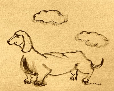 Playful Dachshund Sketch by Santhosh ch