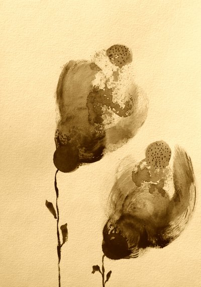 Sepia Abstract Flowers by Santhosh ch
