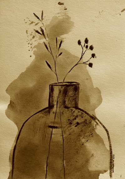 Sepia Botanical Vase by Santhosh ch