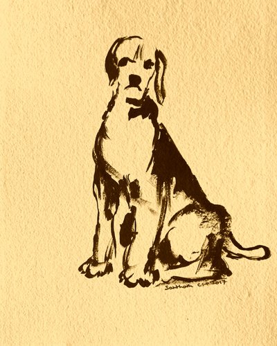 Sitting Ink Dog by Santhosh ch