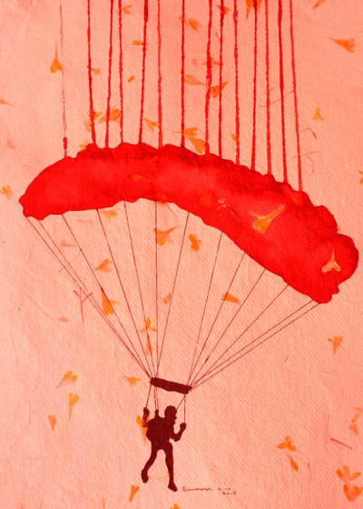 Skydiver Among Petals by Santhosh ch