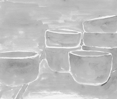 Stacked Gray Bowls by Santhosh ch