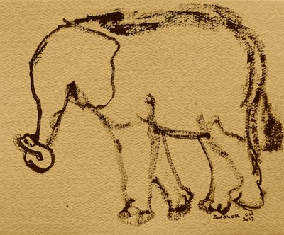 Walking Elephant Sketch by Santhosh ch
