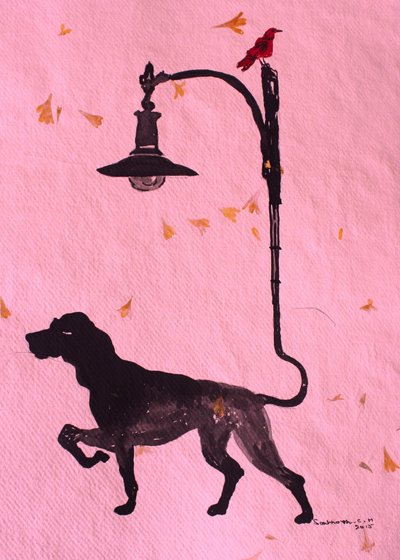 Whimsical Dog Stroll by Santhosh ch