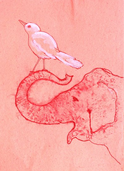 Whimsical Elephant and Bird by Santhosh ch