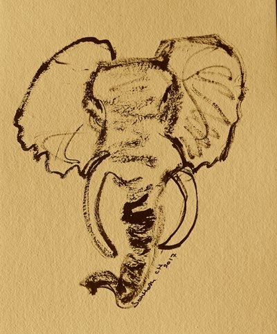 Wild Elephant Sketch by Santhosh ch