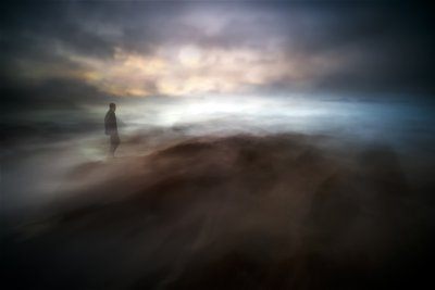 Solitary Figure Misty Horizon by Santiago Pascual Buye