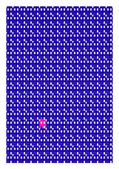 Blue Paper House Repeat Print, 2014 by Sarah Evans