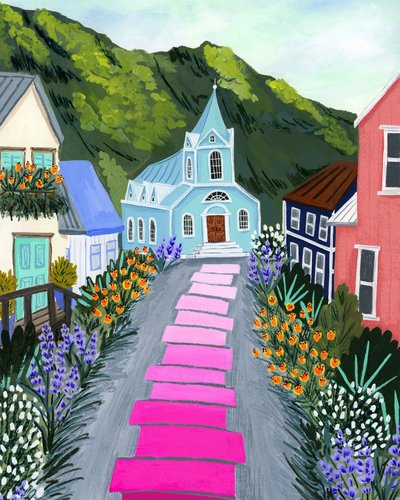 Blue Church Village by Sarah Gesek