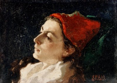 Head of a Woman in a Red Cap by Sarah Paxton Ball Dodson