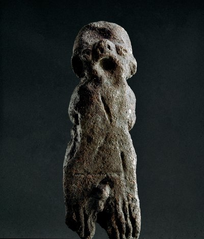 Nuragic culture (nuraghi) Sardinian: votive terracotta statuette from the temple of Abini. Dating from the prenuragic period (25th-18th century BC) Eneolithic. Cagliari, Museo Nazionale Archeologico, Sardinia, Italy by Sardinia Nuragic Civilization
