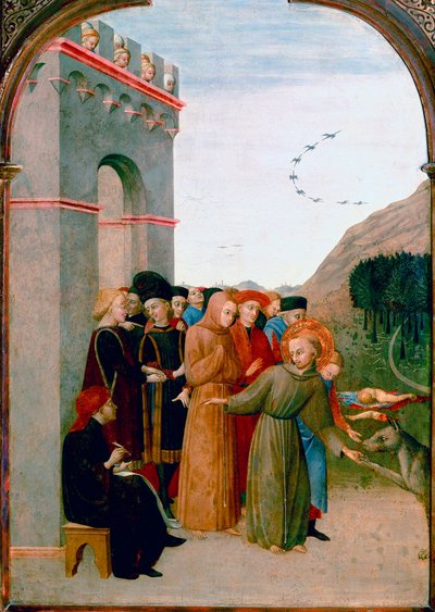 Saint Francois of Assisi speaking with the wolf of Gubbio (detail) by Sassetta (c.1392 1450)