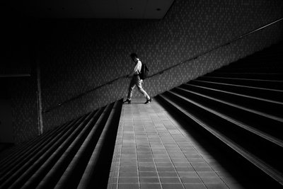 Man on Geometric Stairs by Satoshi Hata