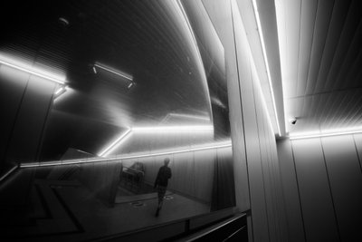 Solitary Figure Modern Hallway by Satoshi Hata