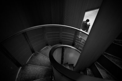 Solitary Figure Spiral Stairs by Satoshi Hata