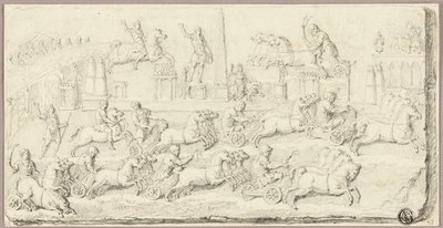 Roman Chariot Race (After Antique Bas Relief) by Sébastien Le Clerc the Younger