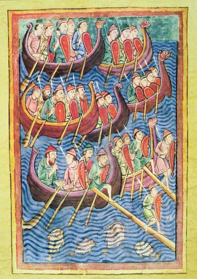 Vikings Disembarking in England During the Second Wave of Migration by Scandinavian School