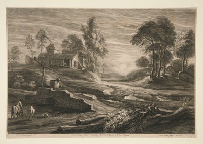 Farm and Stream at Sunset by Schelte Adams Bolswert