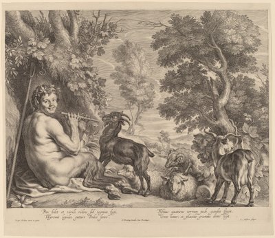 Pan Playing the Flute by Schelte Adams Bolswert after Jacob Jordaens