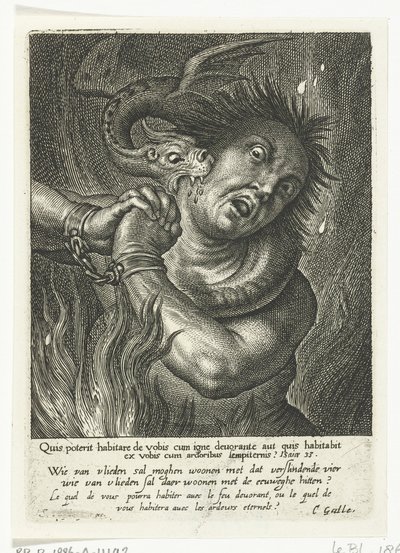 Soul in Hell Bitten by a Monster (Vélins) (series title) by Schelte Adamsz. Bolswert