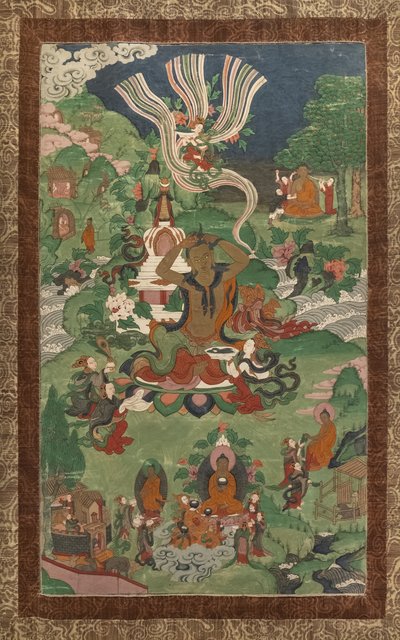 Haircut and Other Scenes. Thangka from a Sequel Devoted to the Main Episodes of the Life of the Buddha by School Asian