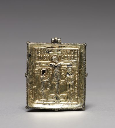 Enkolpion with the Crucifixion (front) and Saints Theodore and George (back) by School Byzantine