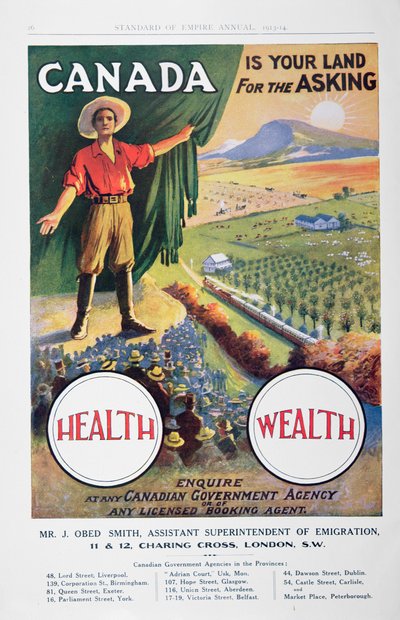 Poster promoting emigration to Canada by School Canadian