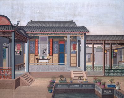 Drawing of the Interior of the House of a Chinese Official by School Chinese