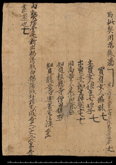 Contract Dated to 20 December 991 which Exchanges a Slave Girl in Lieu of a Debt of Silk by School Chinese