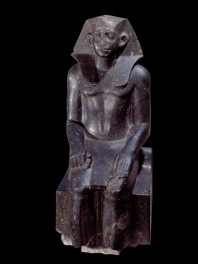 Ancient Egyptian Art: Statue of King Sesostris III. Diorite sculpture around 1870 BC by School Egyptian