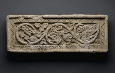 Relief of a plant scroll enclosing birds and grapes, from Behnesa, 5th-6th century by School Egyptian