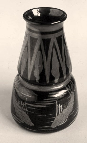 Burmantofts faience vase, copper lustre decorated with iridescent glaze by School English