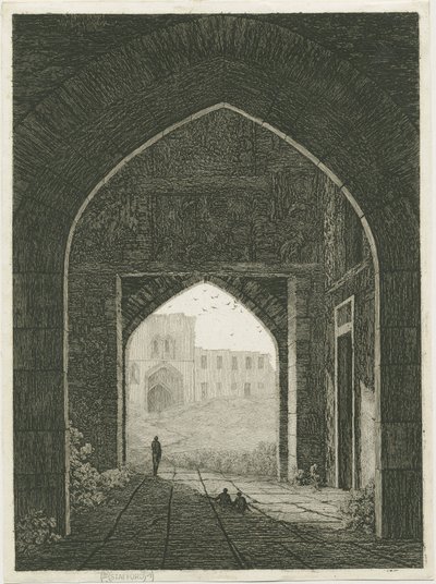 Dudley Castle - Gatehouse and North Gateway: etching, nd [?19th cent] by School English