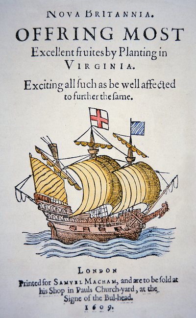 Pamphlet encouraging colonists to go to Virginia in America, published in 1609 by School English
