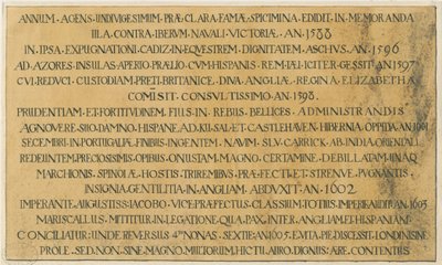Wolverhampton - Latin epitaph of Admiral Richard Leveson in St. Peter