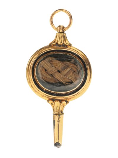 Memento Mori Engraved Watch Key, with Lock of Hair of Martha Wayles Jefferson, French or English, Late 18th - Early 19th Century by School European