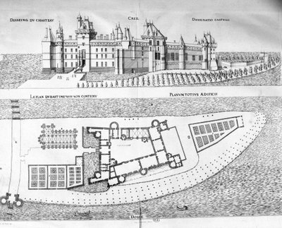 Map of the Chateau de Creil in Picardy by School French
