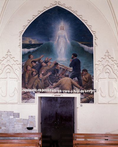 The crew at risk makes a wish to N.D. du Orchard - ex-voto of Notre Dame de Orger, Cancale by School French