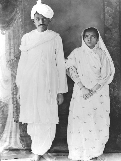 Kasturba and Mahatma Gandhi by School Indian