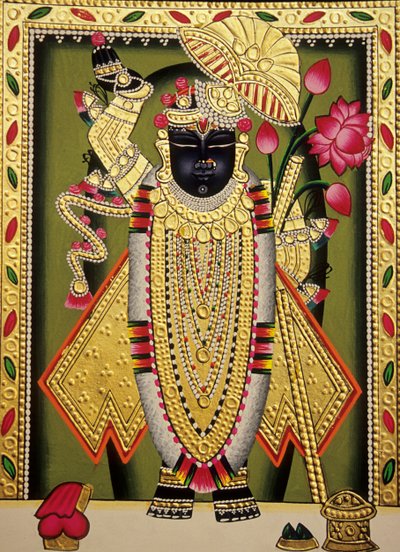 Lord Shrinathan Nathdwaran Miniature Painting on Paper by School Indian