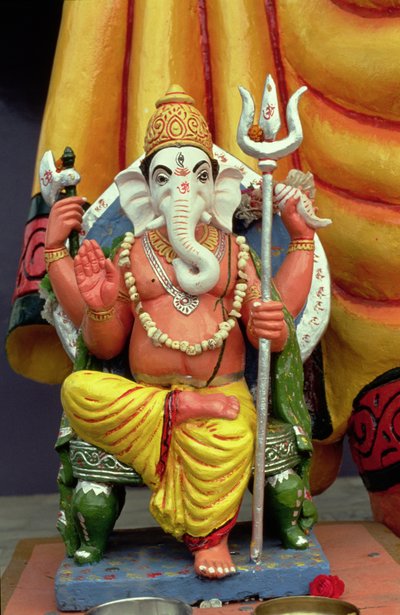 Statue of Ganesh, the Elephant God, Enthroned by School Indian