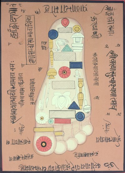 Tantric Diagram of the Right Foot by School Indian