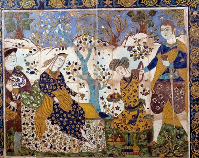 Iranian Art: Detail of an Azulejo Representing a Portuguese Missionary Among the Persians by School Iranian