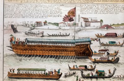 View of the Venice Lagoon and the Bucentaur by School Italian