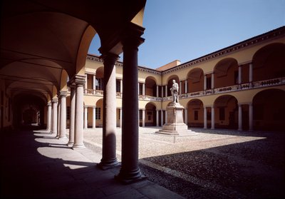 View of the Courtyard with the Statue of Alessandro Volta by School Italian