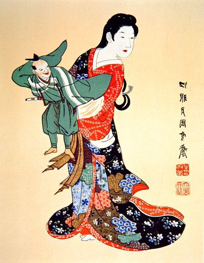 Culture of Old Japan - a Bunraku puppet player by School Japanese